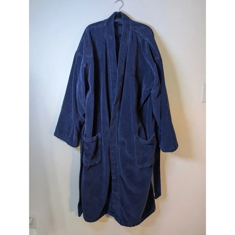 Polo Ralph Lauren Navy Terry Cloth Robe L/XL Belted Luxury Old Money Cozy Lounge